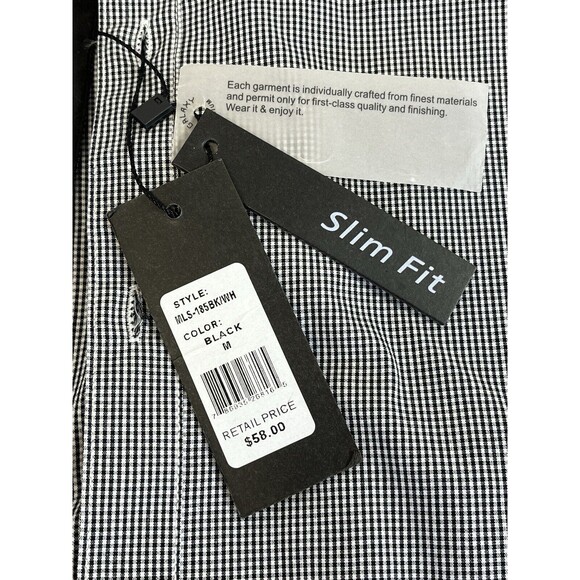 3 NWT Galaxy Mens Size M Slim Fit Long Sleeve Dress Shirt. Contrasting Cuff/Seam - Picture 3 of 9